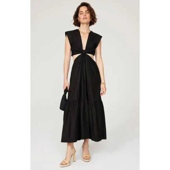 A.L.C. Alexandria Dress Black Cut Out Fit and Flare Cotton Midi Maxi 8 - Picture 2 of 16